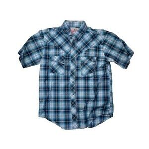 Wrangler Pearl Snap Shirt‎ Men’s Medium Blue Plaid Cowboy Rodeo